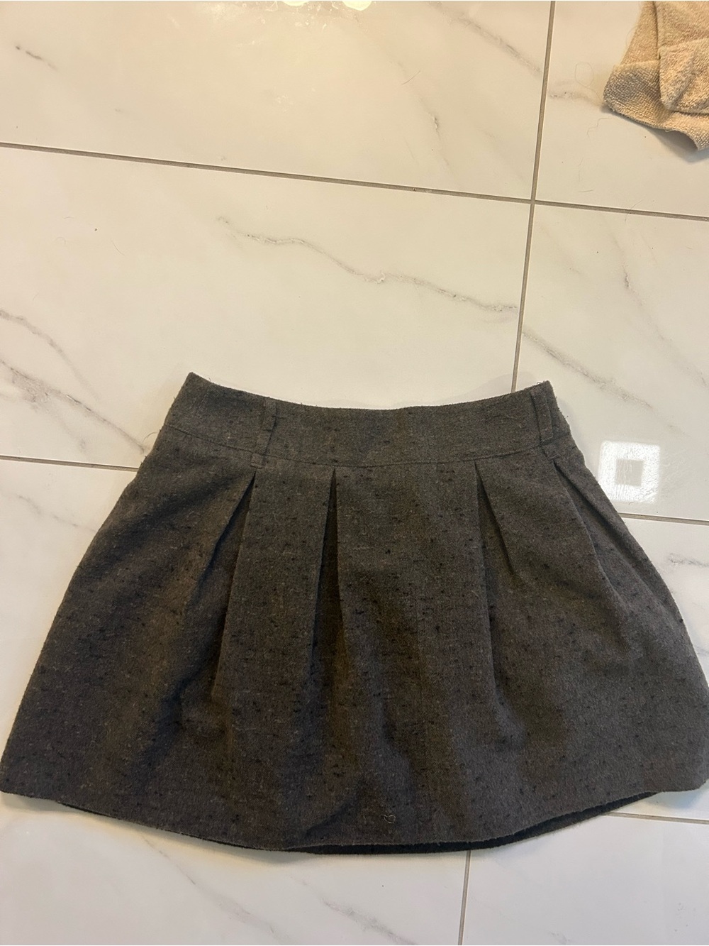 Pleated Mini Skirt in Charcoal Gray | Wool Blend Flared Skirt
